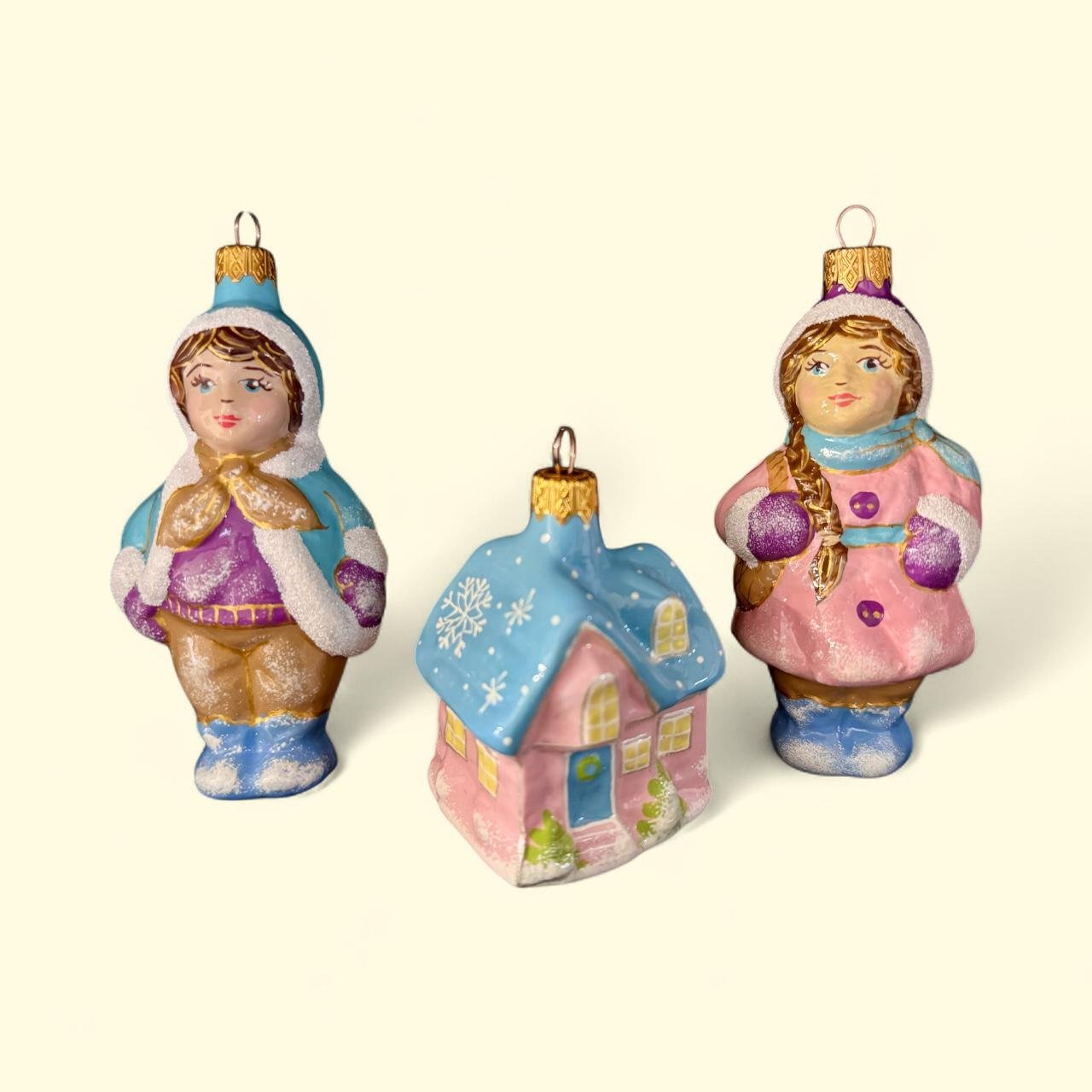 Набор игрушек на елку Девочка/Мальчик и Домик 3 шт. (29439282)