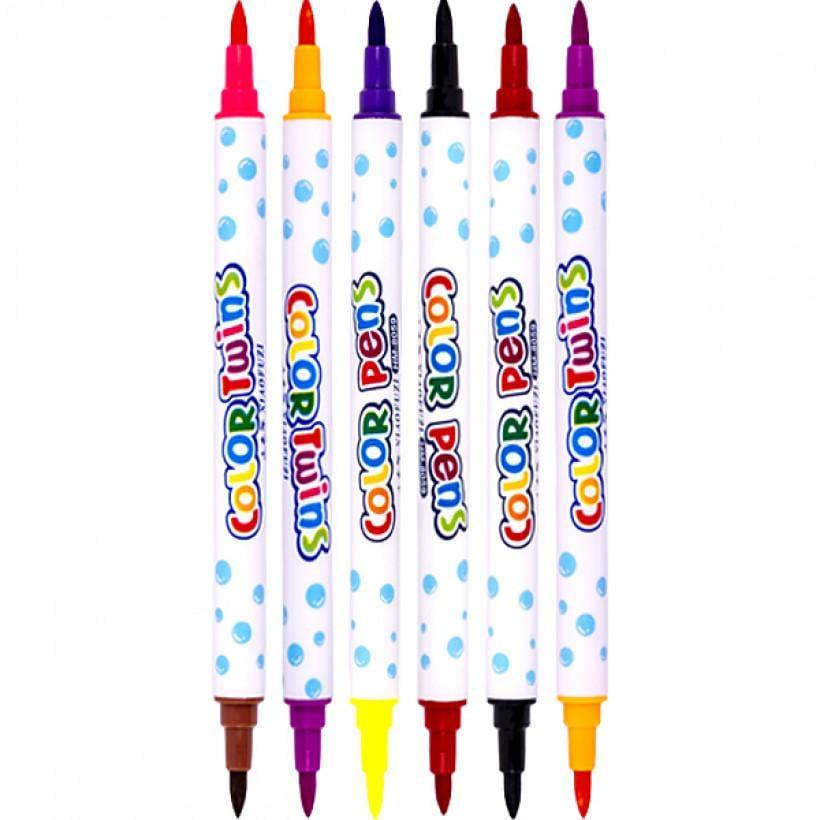 Набір фломастерів двоколірних 8059-12 6 штук 12 кольорів в пластиковому боксі (RLT19636) - фото 3