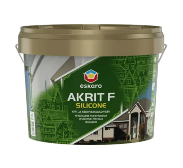 Краска фасадная для стен Eskaro AKRIT F SILICONE под тонировку В3 9 л Прозрачный (1701422267)