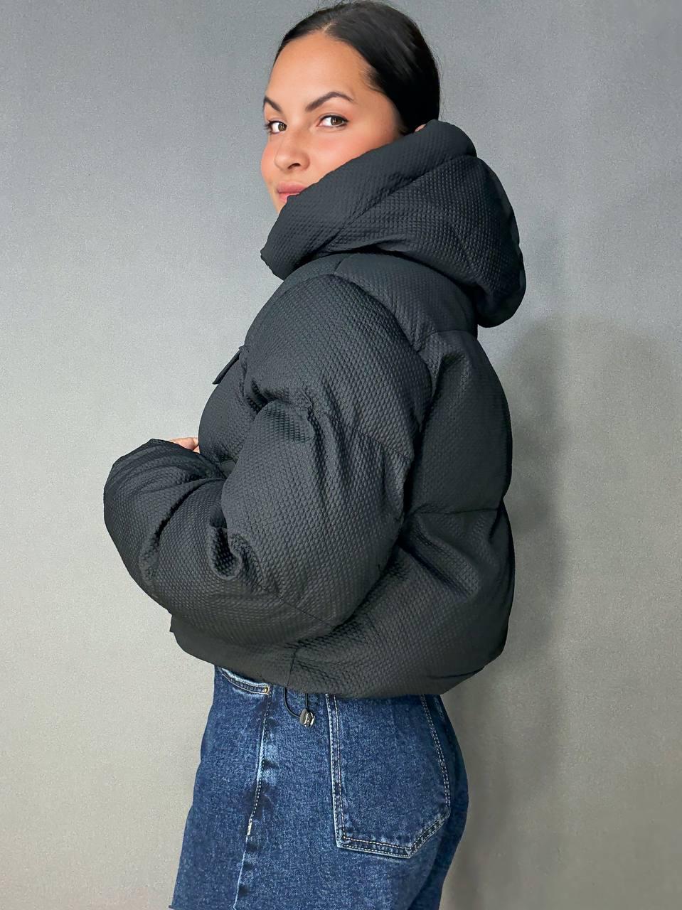 Куртка женская LADY YEP 10039 вафельная пуффер оверсайз с капюшоном р. 42 Черный (4887) - фото 5 Куртка женская LADY YEP 10039 вафельная пуффер оверсайз с капюшоном р. 42 Черный (4887) - фото 5