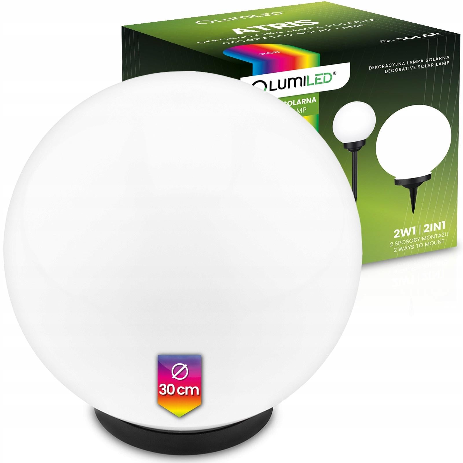 Садовый LED‑шар на солнечной батарее большой Lumiled Atris цветной RGB свет IP44 30 см (34147064)