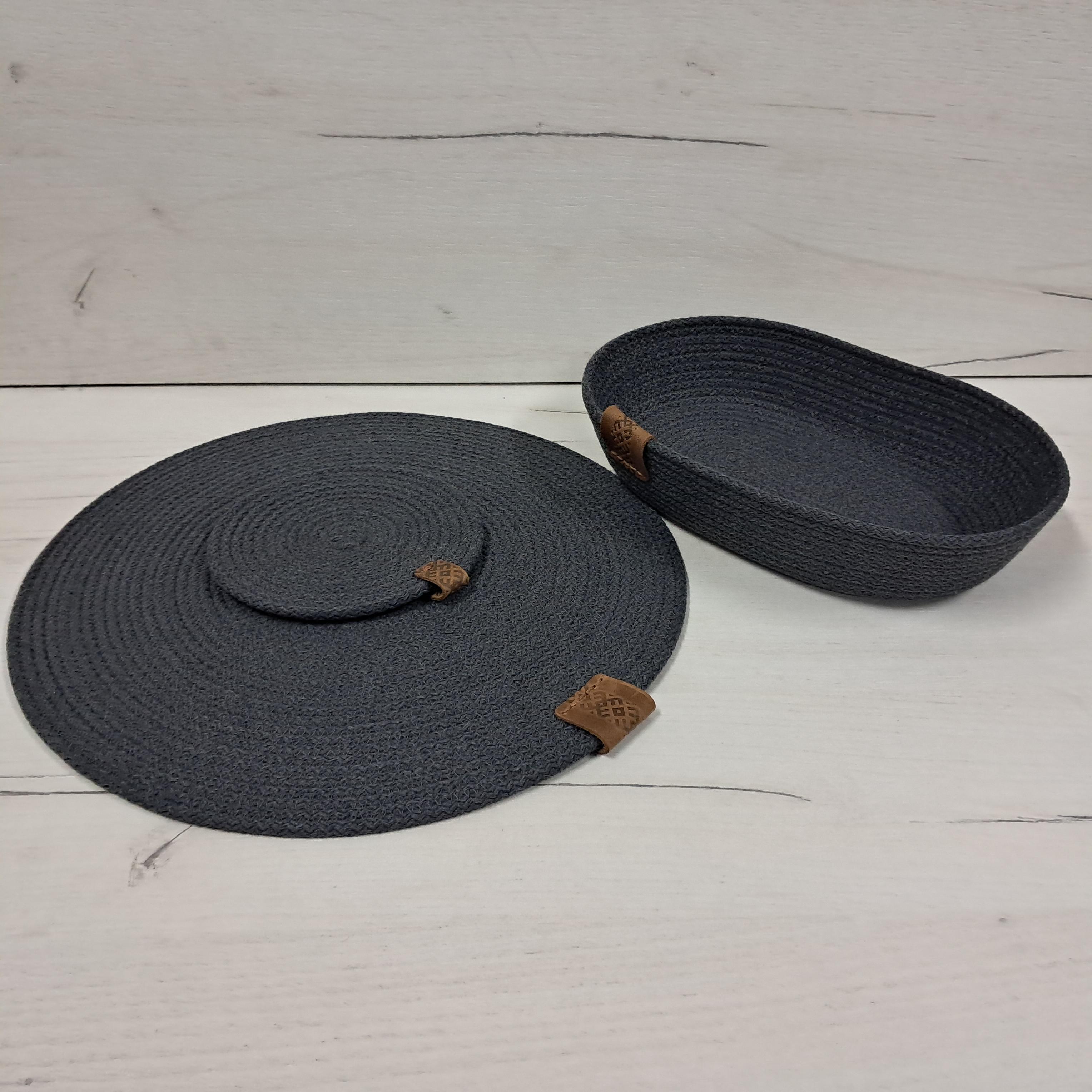 Плейсмат з джуту та бавовняного шнура під гаряче Антрацид (23572015) - фото 2 Плейсмат з джуту та бавовняного шнура під гаряче Антрацид (23572015) - фото 2