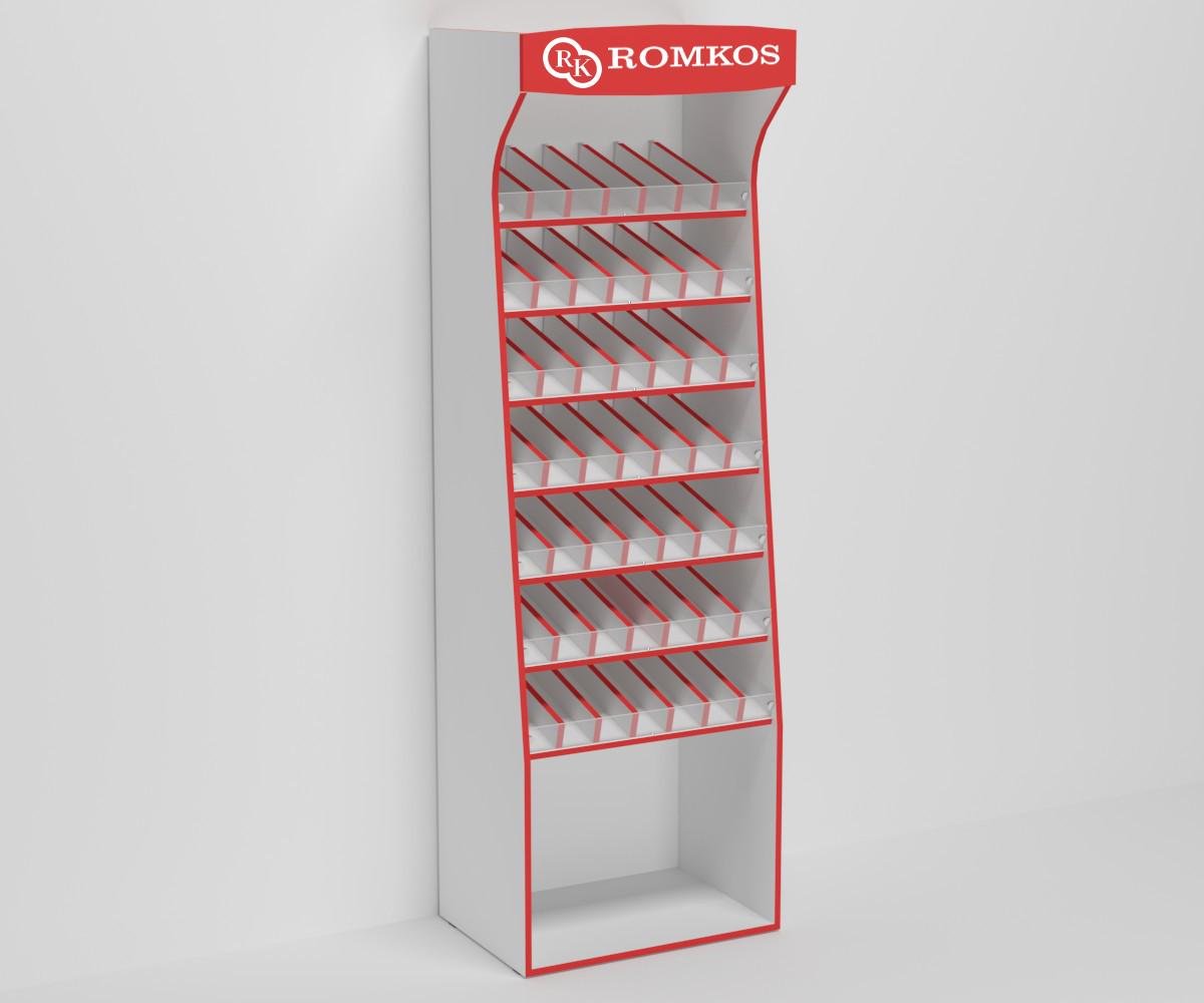 Стеллаж сигаретный Romkos с перегородками 2000х650х450 мм (ЭКС-1)