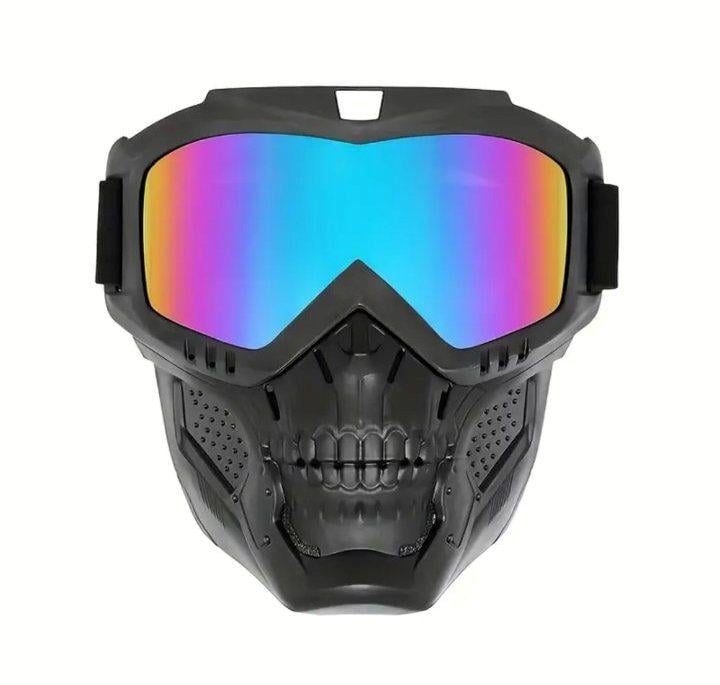 Кроссовые очки Череп с защитной маской Черный (589-01)