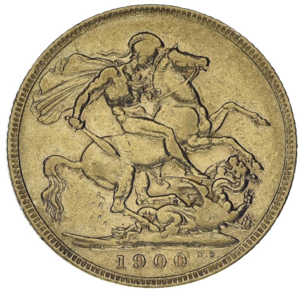 Колекційна монета Великобританія 1 фунт 1900 золото F-VF Соверен Королева Вікторія Георгій Побідоносець Колекційна монета Великобританія 1 фунт 1900 золото F-VF Соверен Королева Вікторія Георгій Побідоносець