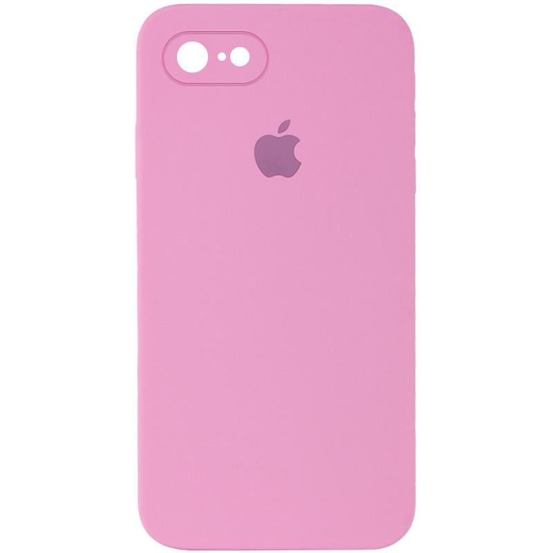Протиударний чохол Silicone Case Square Full Camera Protective (AA) для Apple iPhone 7/8/SE (2020) (4.7") Рожевий / Light pink
