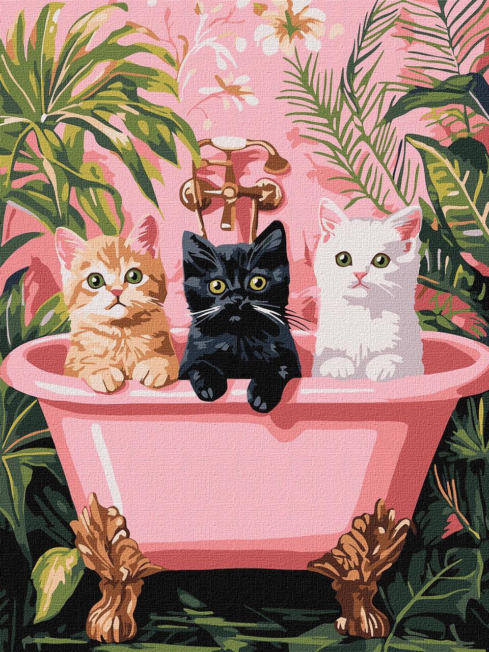 Картина за номерами Ideyka Коти у ванній 30х40 см (2867219004)