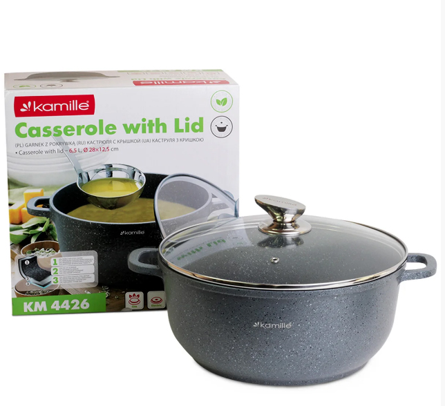 Кастрюля с крышкой Kamille 6,5 л (KM-4426)