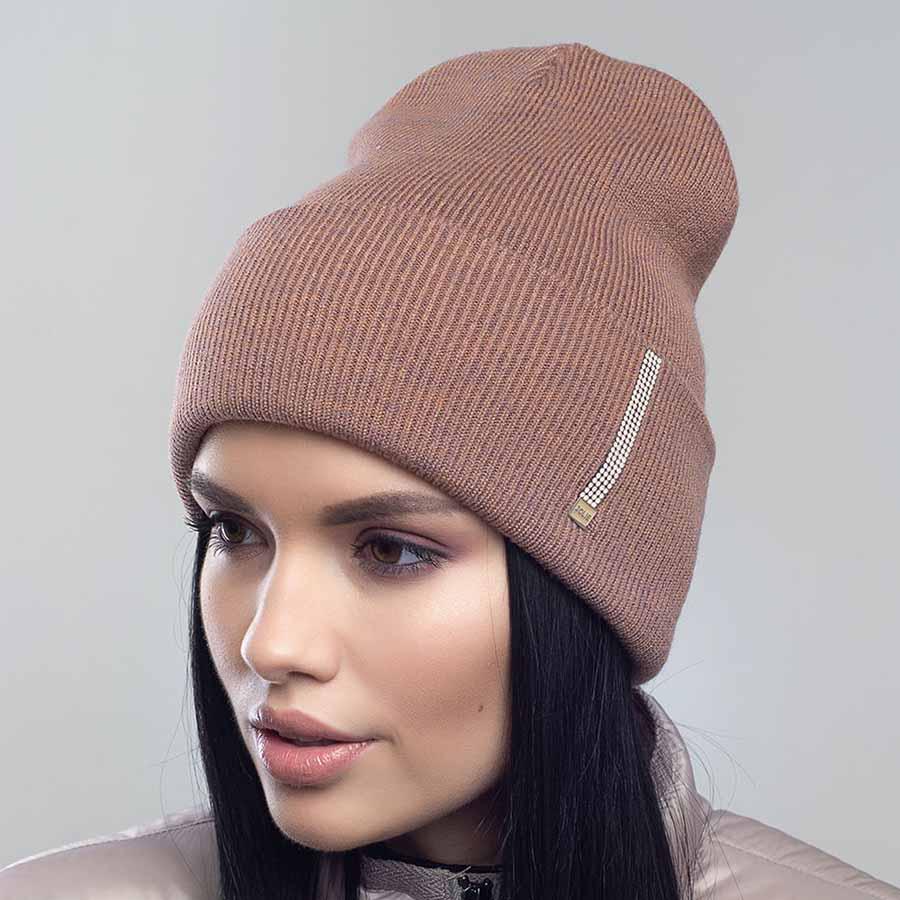 Шапка Leks Страза демісезонна з відворотом р. 53-57 Базальтовий