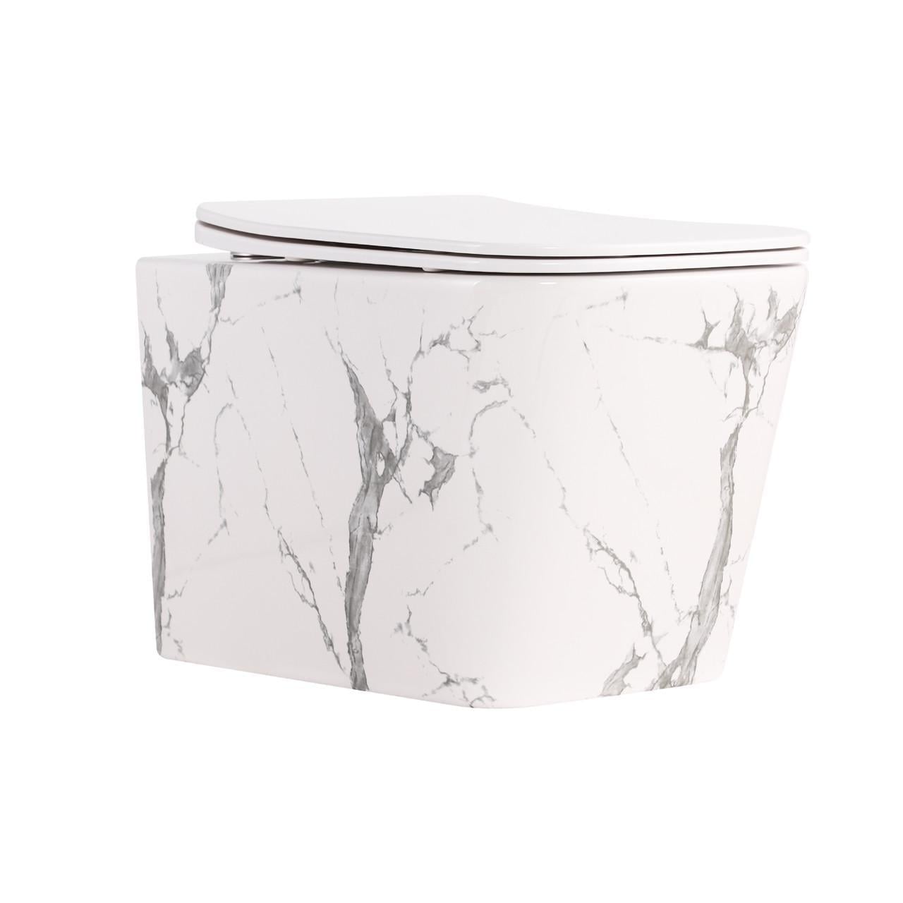 Унітаз підвісний Qtap Tern Ultra Quiet 520х345х325 мм з сидінням Slim Duroplast/Soft-close/Quick Release Marble