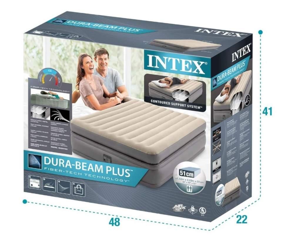 Матрас надувной двухместный Intex 152 х 203 х 51 см с электронасосом (64164) - фото 7