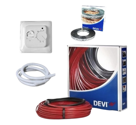 Нагрівальний кабель двожильний DEVI Flex 18T з механічним терморегулятором 170 м 3050 Вт (7510)