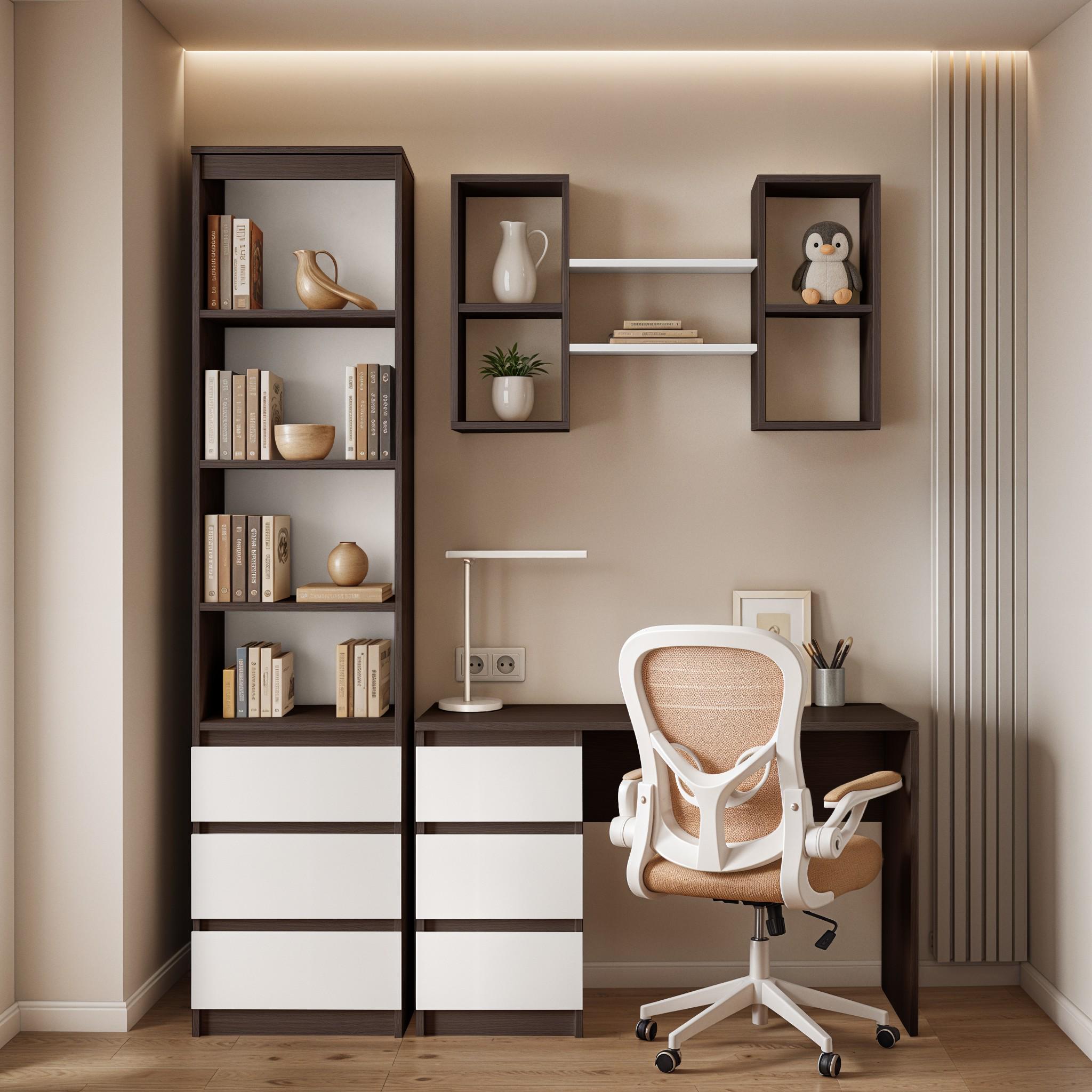 Комплект мебели HomeWork пенал/письменный стол и полка 1700х600х2117 мм Венге Магия/Белый