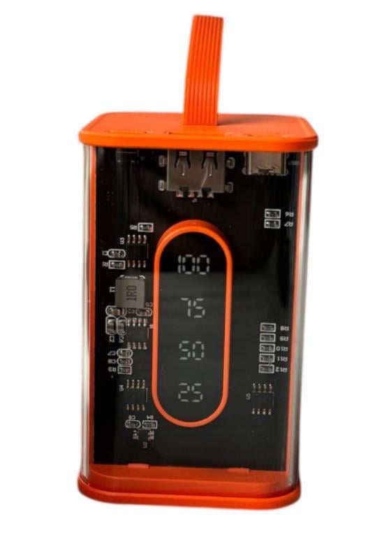 Повербанк с прозрачными стенками и светодиодным дисплеем 10000 mAh Оранжевый (2104618813)