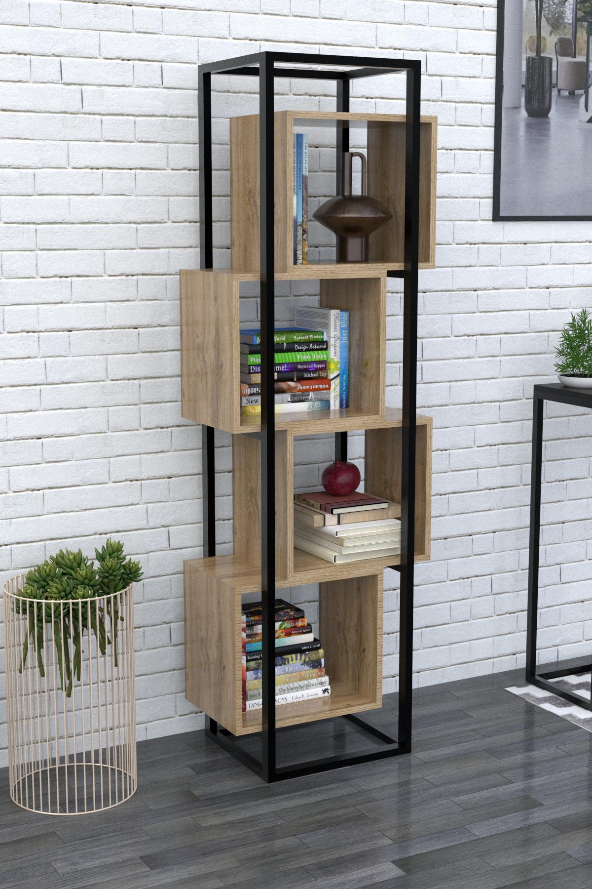 Стеллаж для книг EcoLoft Elara DSP-1156 в стиле лофт Дуб Аппалачи (24365491)