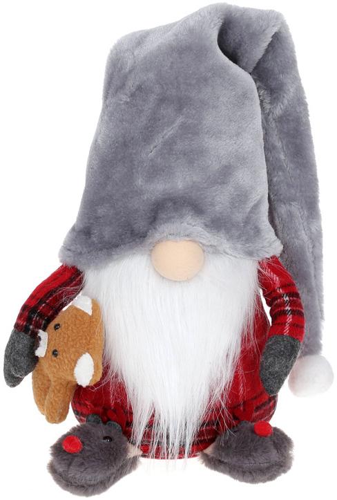 Мягкая игрушка Гном с Медведем 71 см Серый/Красный (BD-877-274)
