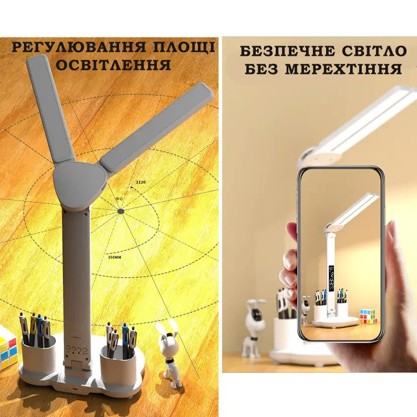 Лампа світлодіодна настільна на акумуляторі Doublehead з календарем - фото 9 Лампа світлодіодна настільна на акумуляторі Doublehead з календарем - фото 9