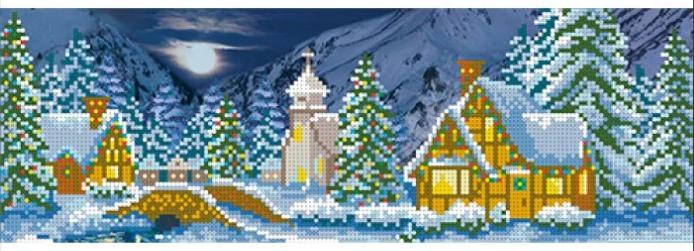 Вышивка бисером Рождественская ночь полная выкладка 40х17,5 см (1599867901)