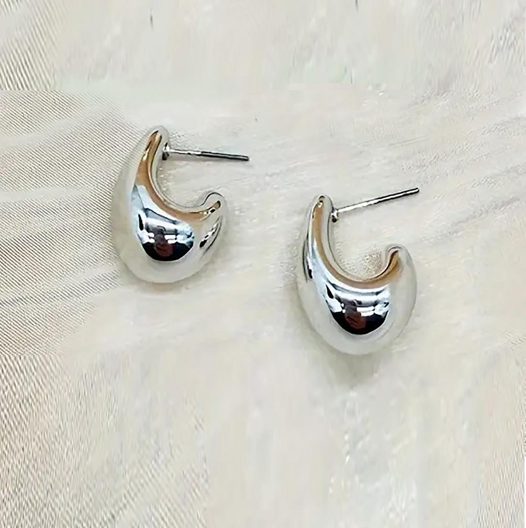 Серьги капля металлические СГ3000-1 Серебристый (27336513)