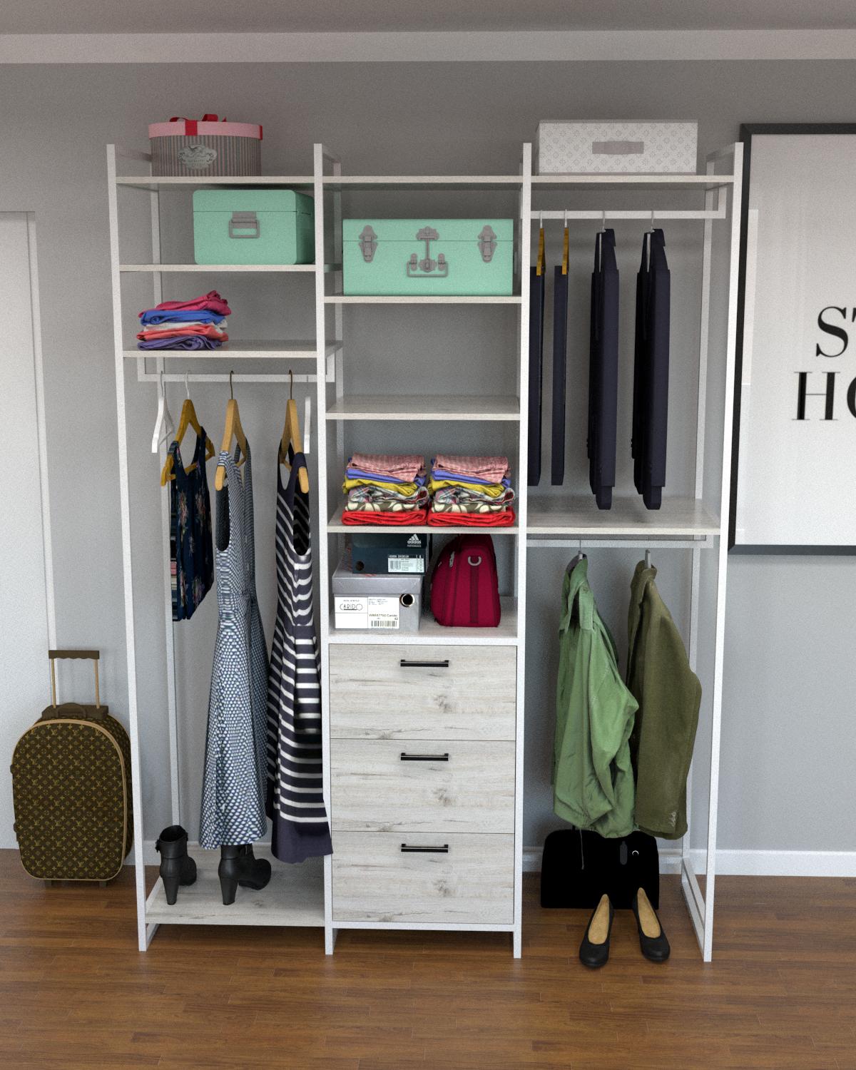 Вешалка гардеробная EcoLoft Капсула DSP-1413W-2 в стиле лофт Дуб Кортона (32389981)