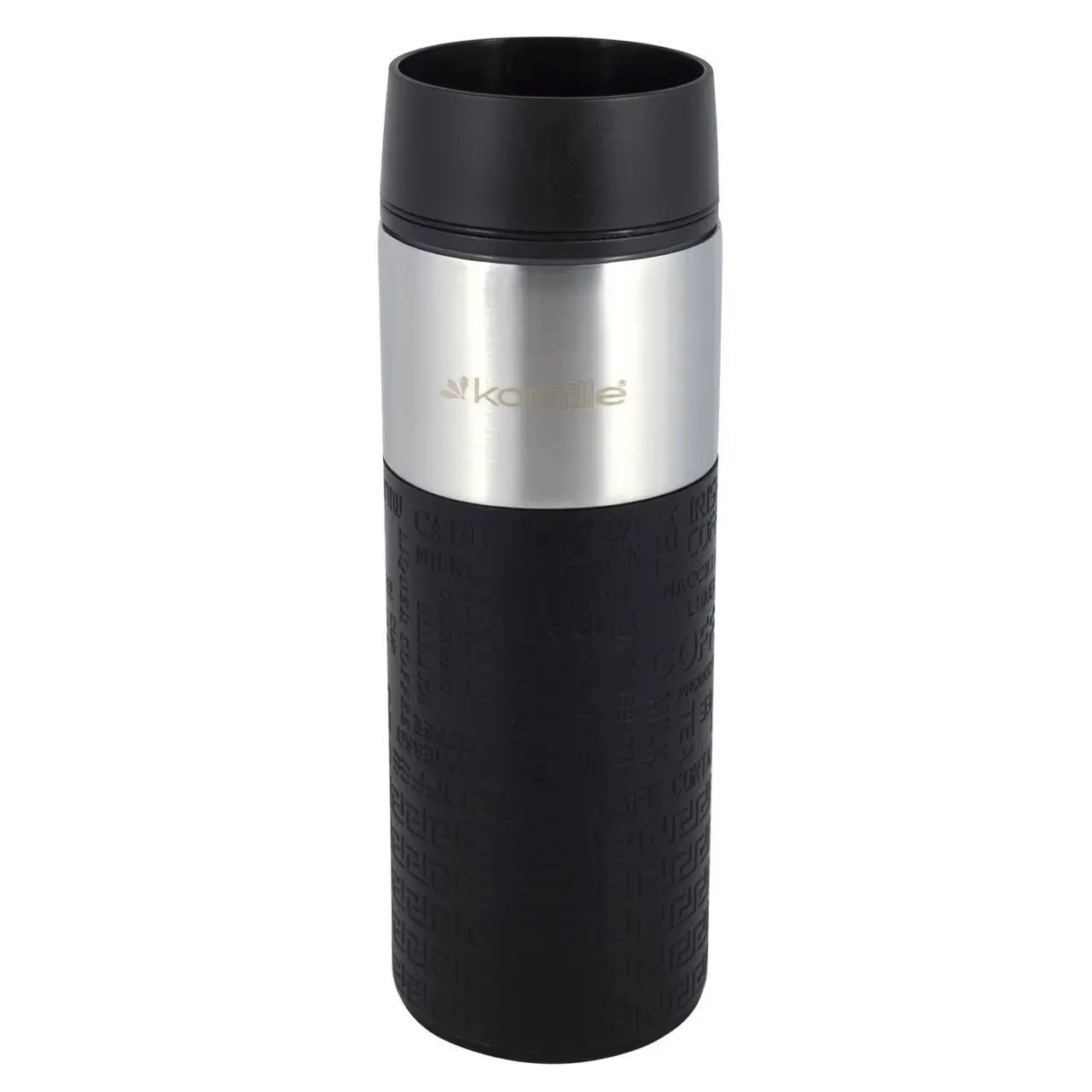 Термокружка Kamille из нержавеющей стали со вставкой 420 мл Черный (KM-2098)