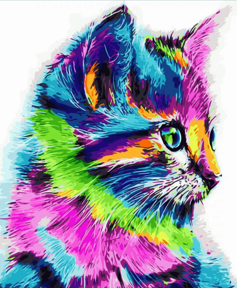 Картина по номерам Strateg Разноцветный кот 40x50 см (VA-2298)