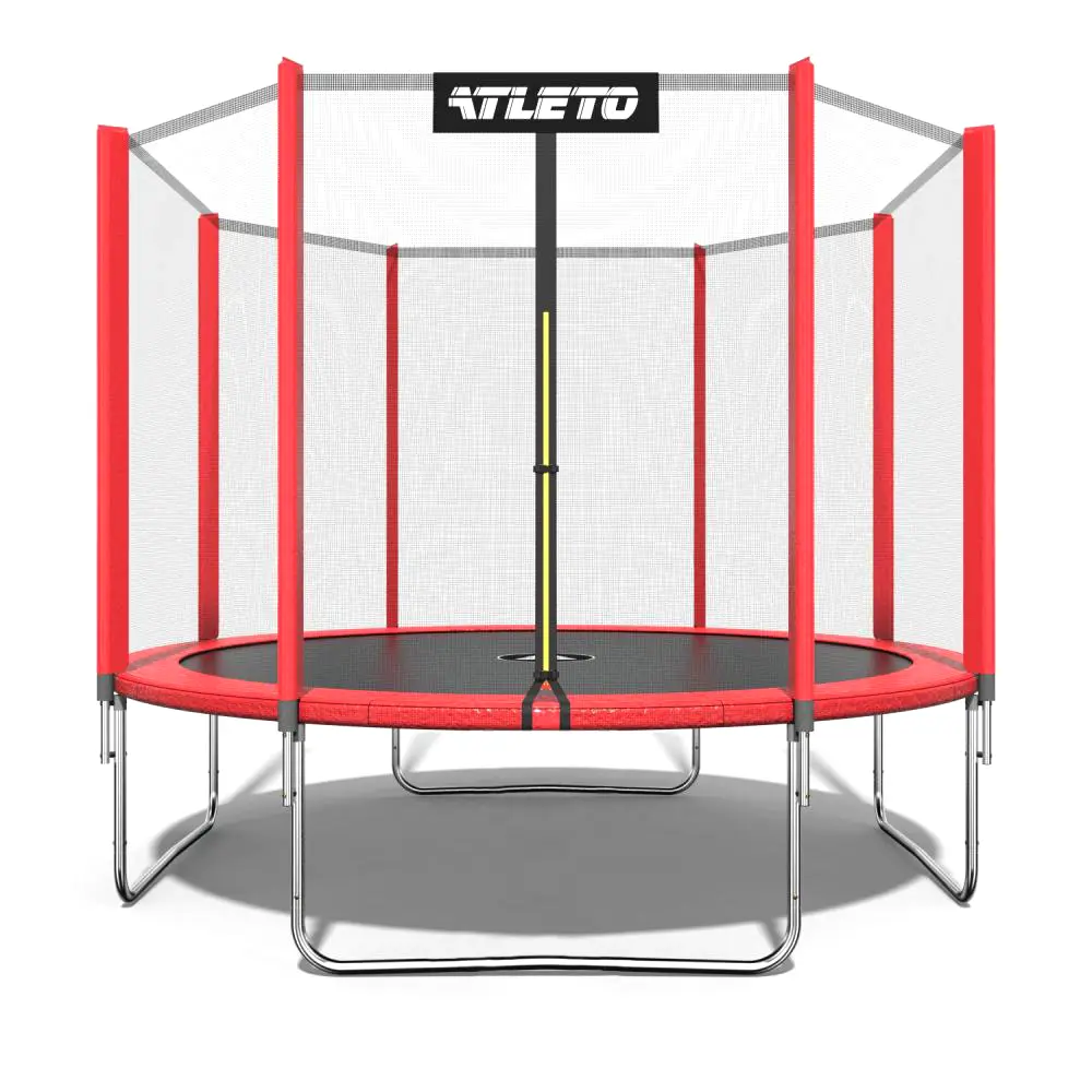 Батут детский Atleto с сеткой/лестницей 374 см Красный (4987)