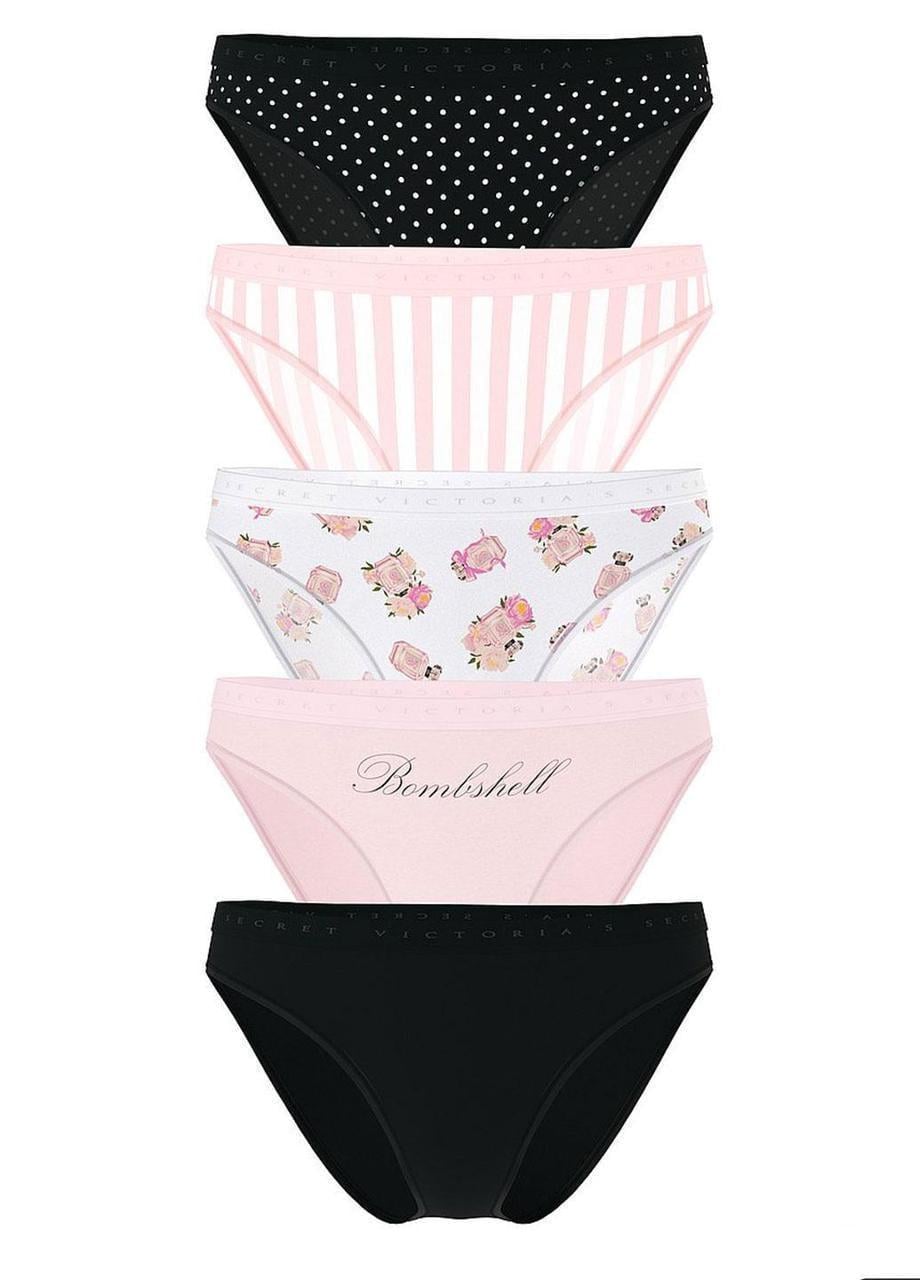 Набор трусиков Victoria Secret Stretch Cotton Bikini XS 5 шт. Разноцветный (2689687889)