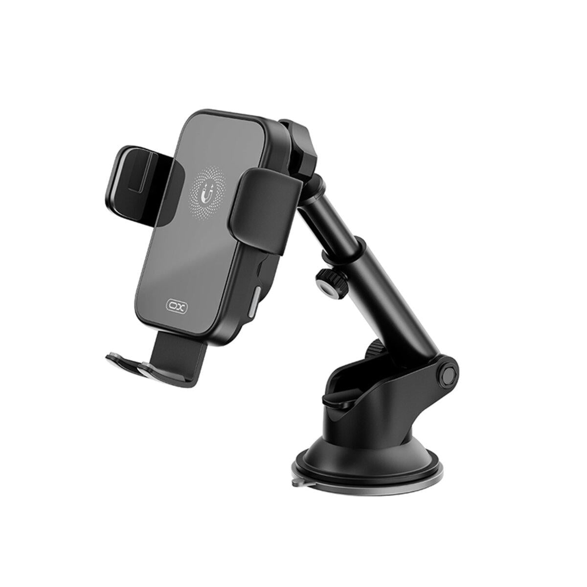Держатель телефона автомобильный Xo с беспроводной зарядкой WX036 Automatic Arm Clamp Type Wireless Черный