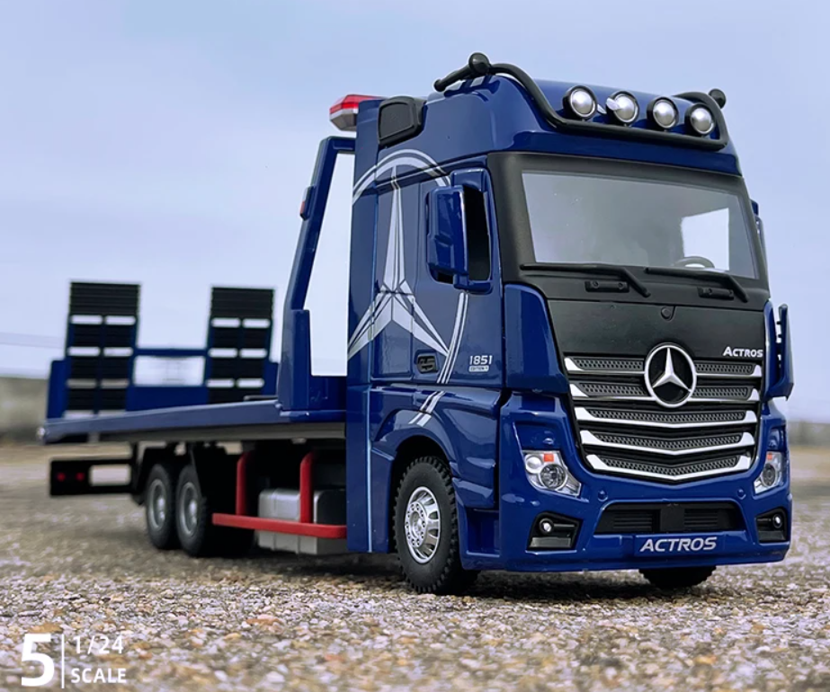 Машинка металева автомобіля евакуатор Mercedes Benz Actros Синій - фото 6