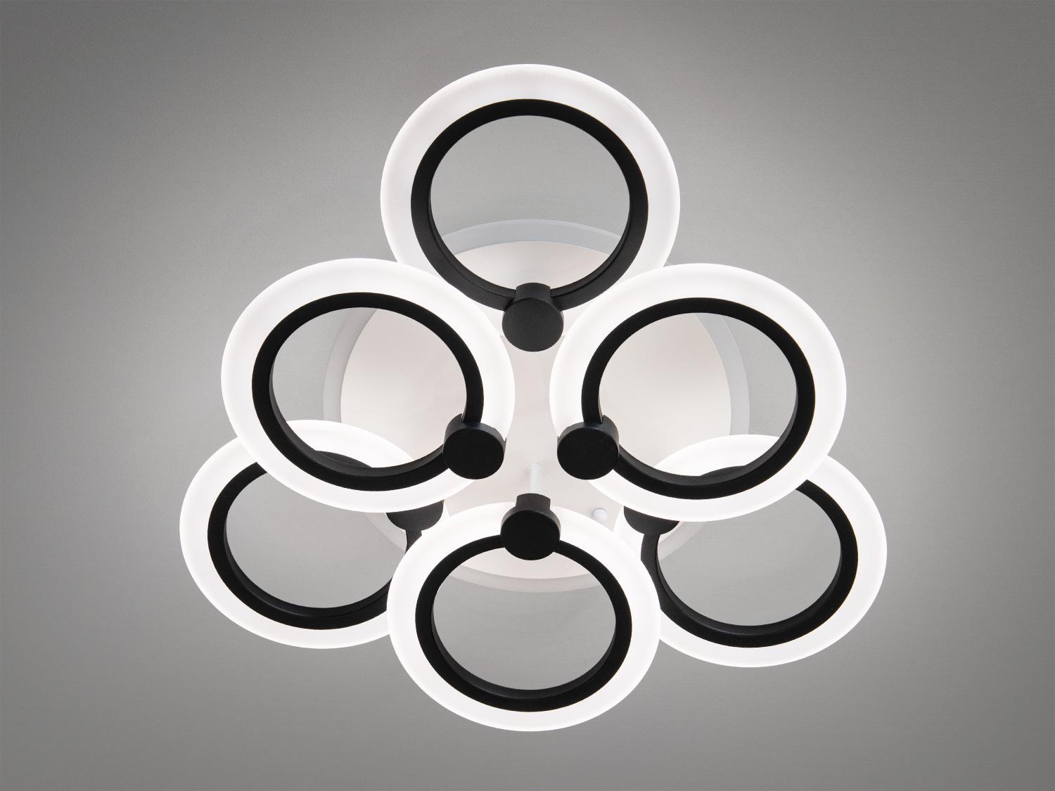 Люстра акриловая для кухни в стиле хай-тек с подсветкой A8022-3+3BK-LS 72W на 11 м2 Черный (1750082704) - фото 2