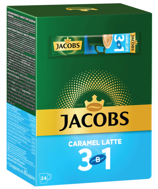 Кавовий напій Jacobs 3в1 Caramel Latte 24 шт. по 12,3 г