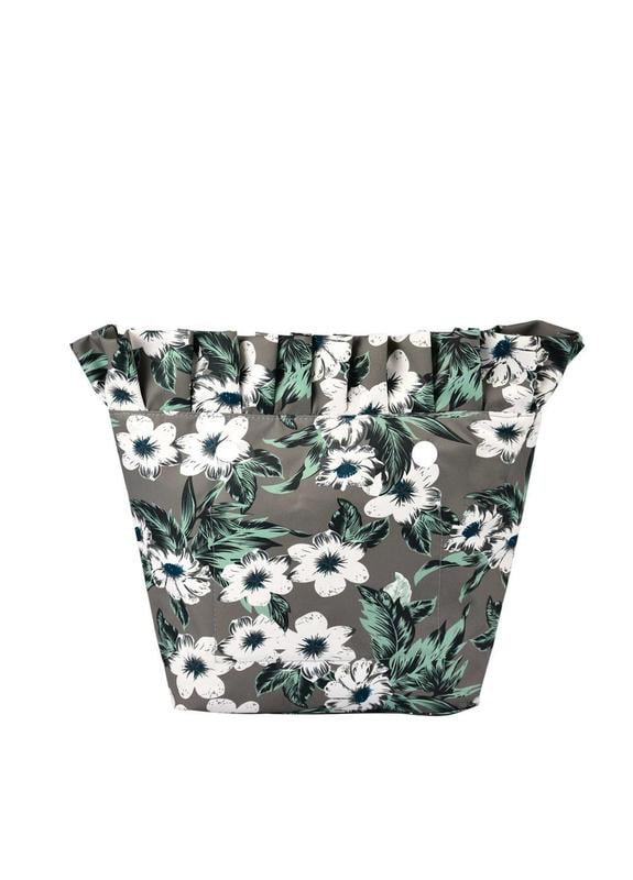 Подкладка джинсовая с рюшками для сумки Mini-7 Цветы Серый (10376)