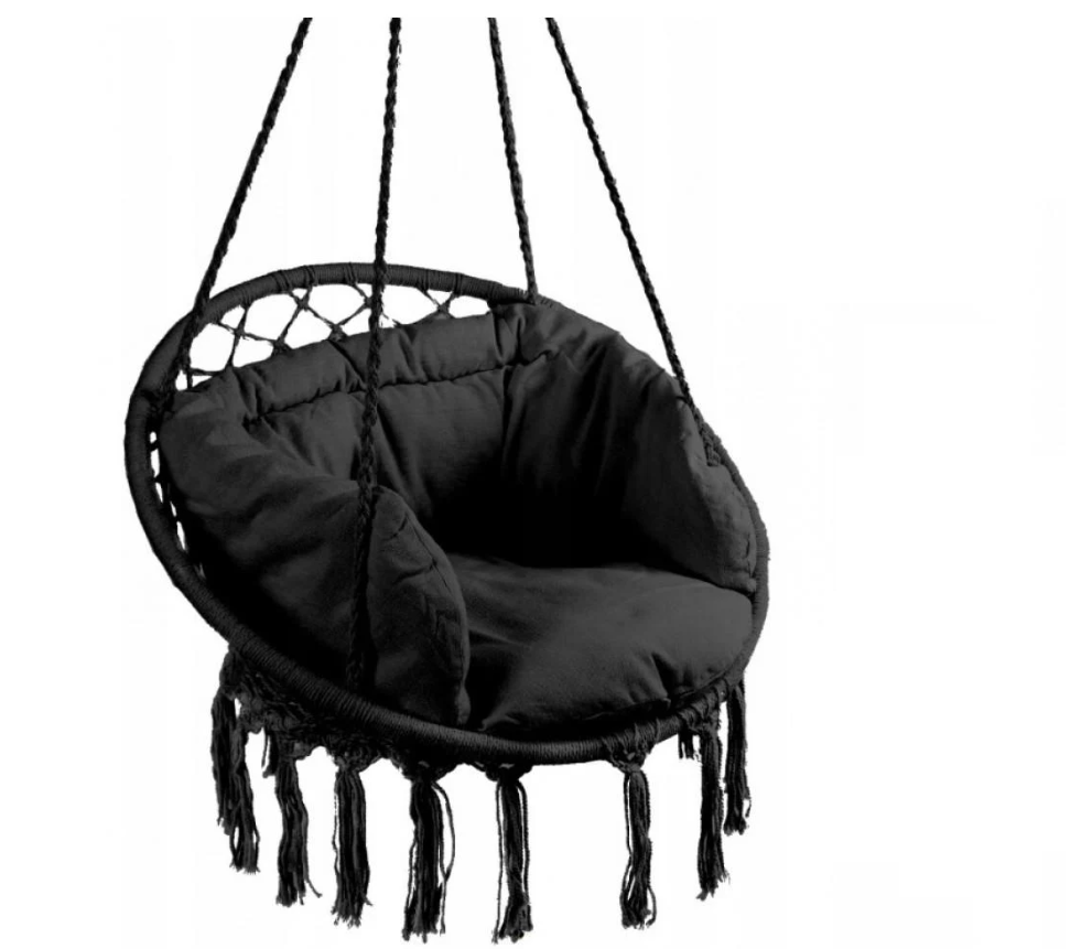 Кресло подвесное бразильское Bonro B-092-3 120 кг и большая подушка Черный (42400929)
