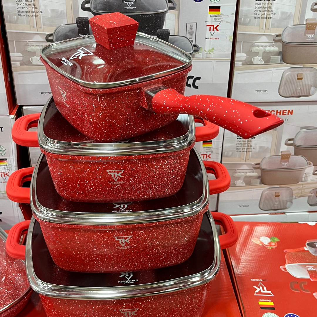 Набір посуду Top Kitchen TK-00205 з гранітним антипригарним покриттям 10 предметів Червоний (2429431900) - фото 3