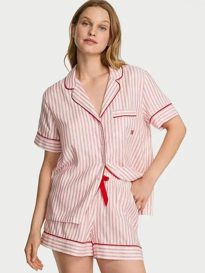Піжама фланелева сорочка/шорти Victoria's Secret Flannel Short Pajama Set смужка M Рожевий (2671309D) Піжама фланелева сорочка/шорти Victoria's Secret Flannel Short Pajama Set смужка M Рожевий (2671309D)