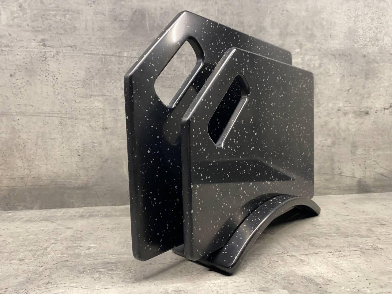 Набор досок кухонных Black Glass из искусственного акрилового камня на подставке 2 шт. - фото 2 Набор досок кухонных Black Glass из искусственного акрилового камня на подставке 2 шт. - фото 2