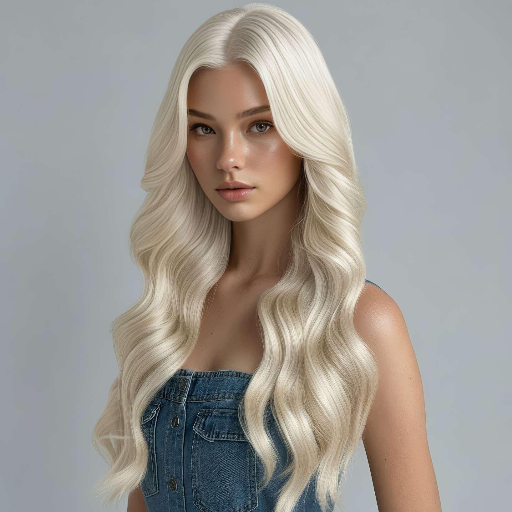 Перука жіноча хвиляста довга зі штучного волосся 70 см Блондин