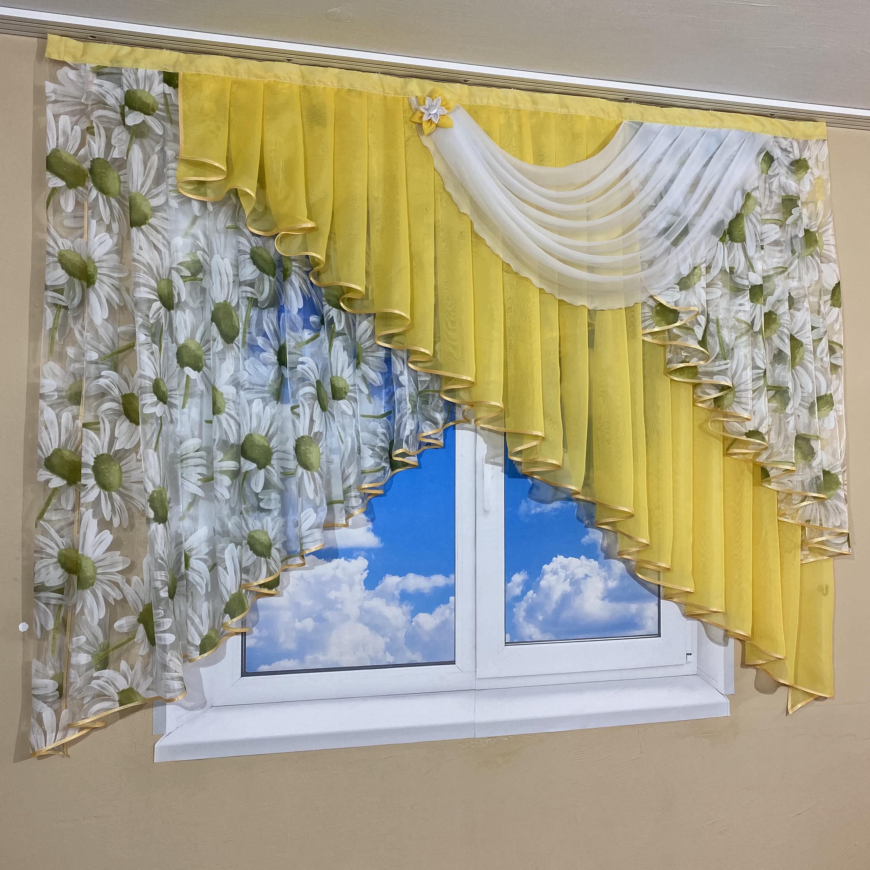 Тюль на кухню TG Home №446 Желтый (446-16/913) - фото 2 Тюль на кухню TG Home №446 Желтый (446-16/913) - фото 2