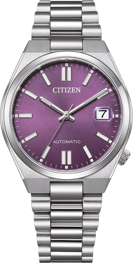 Наручний годинник чоловічий Citizen NJ0200-50W Tsuyosa Collection механічний із сапфіровим склом/фіолетовим циферблатом та водозахистом 100 м