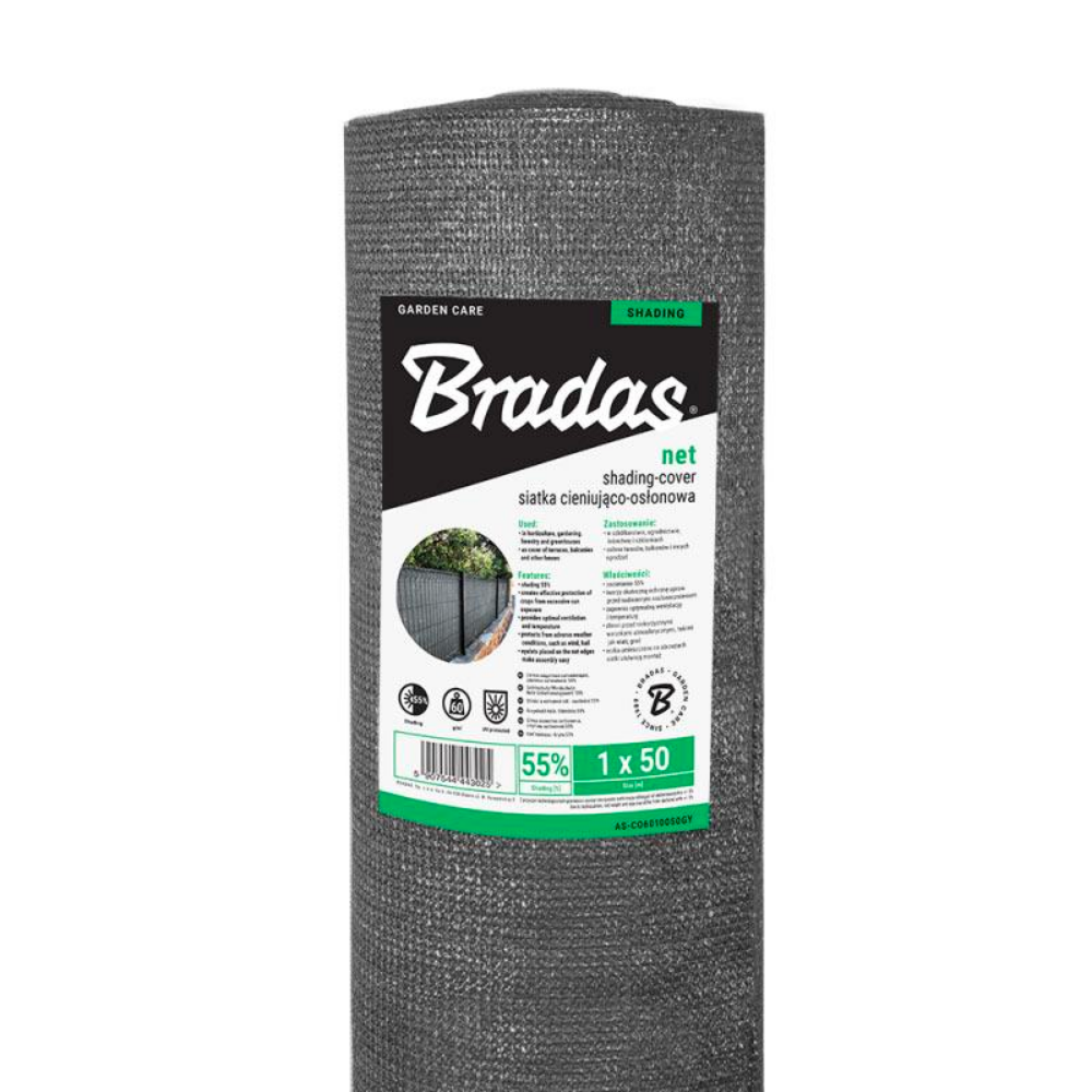 Сітка затіняюча Bradas UV 55% 1х50 м Сірий (br-AS-CO6010050GY) - фото 3