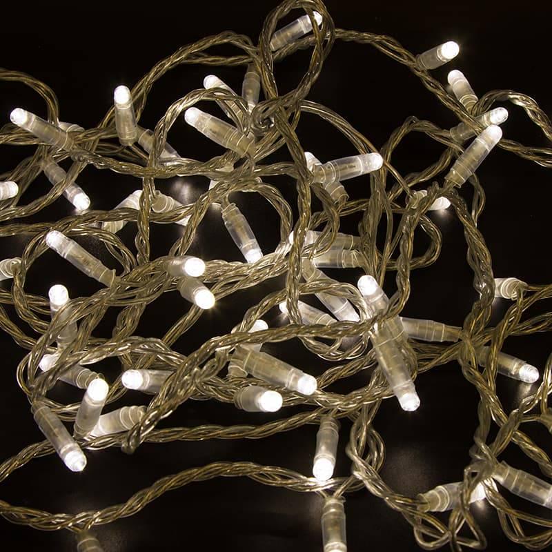 Гірлянда 600 LED Діод 100 м 8 режимів прозора ізоляція White Hot