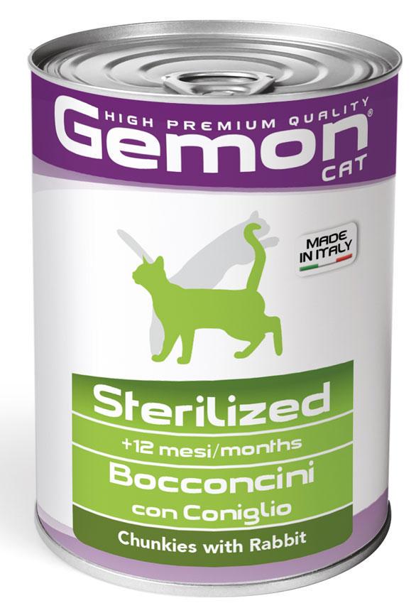 Корм для котов Gemon cat Wet Sterilised Кролик 415 г (8009470300711)