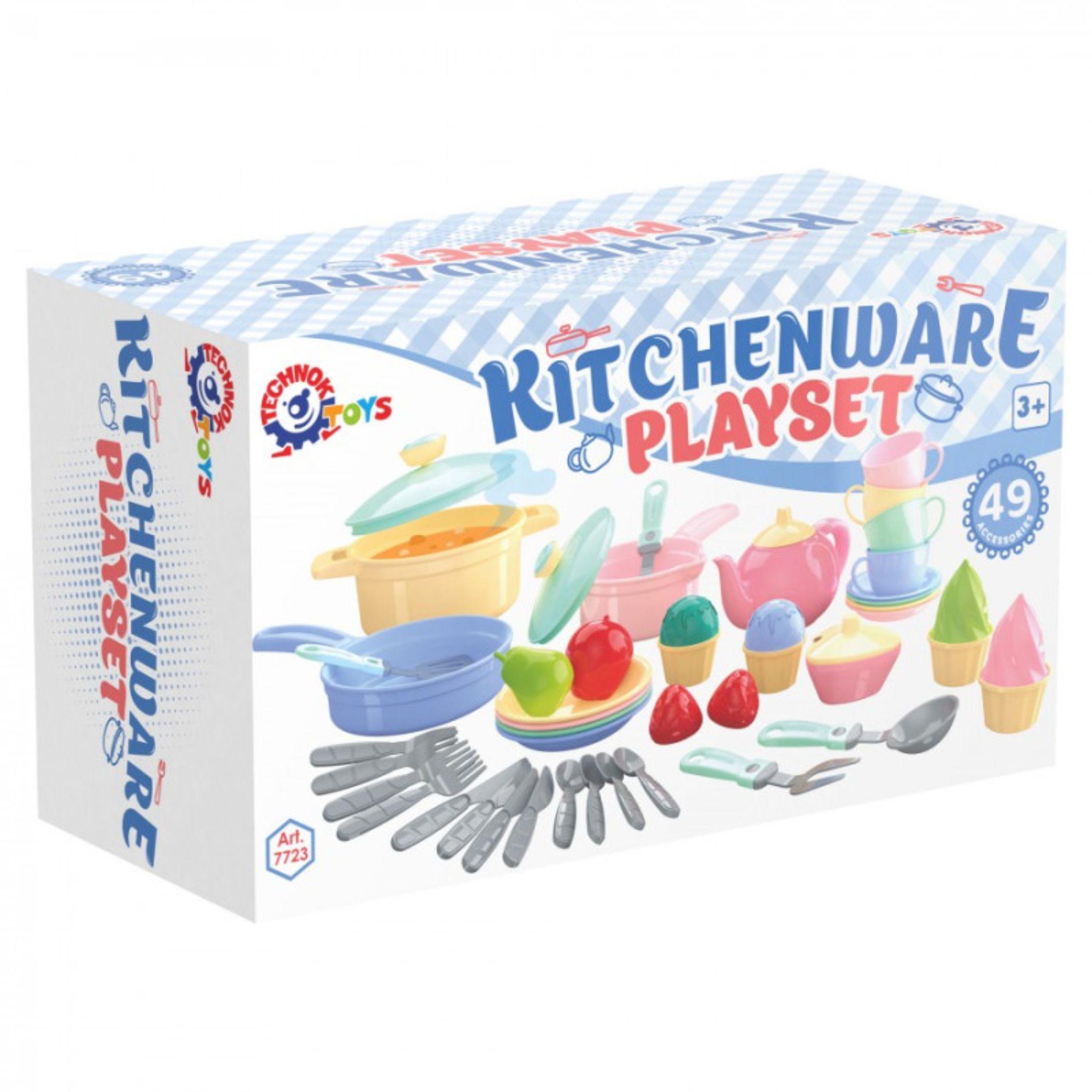 Детский кухонный набор посуды с продуктами ТехноК 7723 49 предметов (7723)