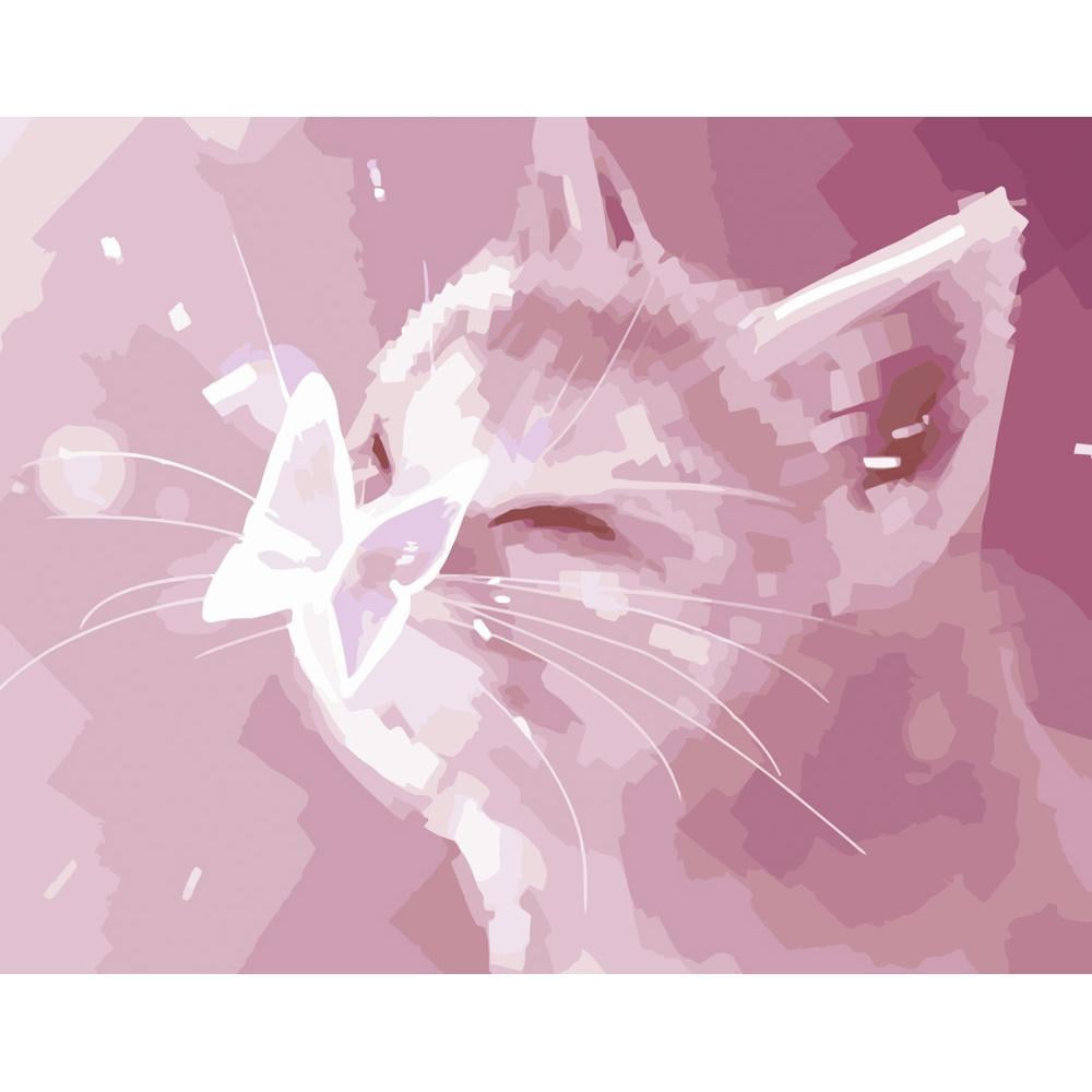 Картина по номерам Strateg Премиум Бабочка на носике 40x50 см (DY183)