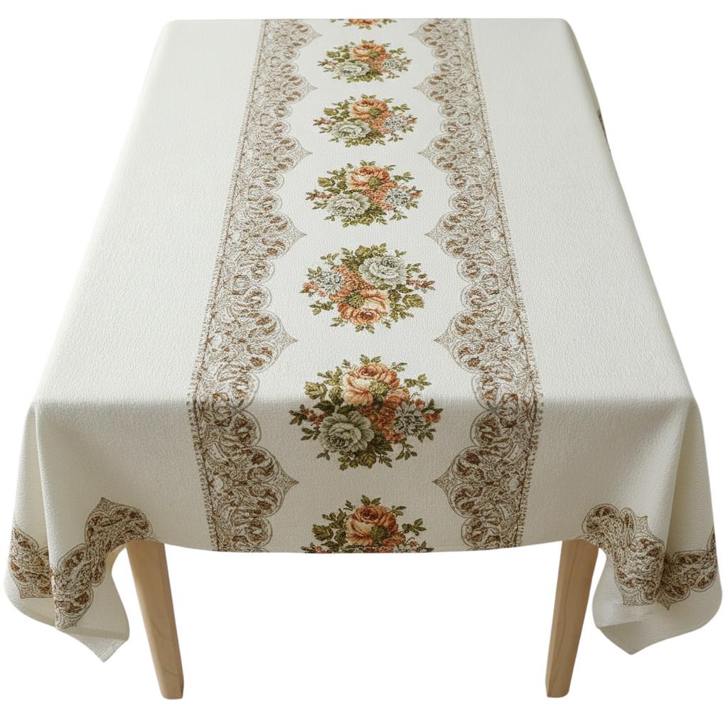 Клеенка на стол Glossy MA-5382 Цветы 1,37х20 м Бежевый (29596552)