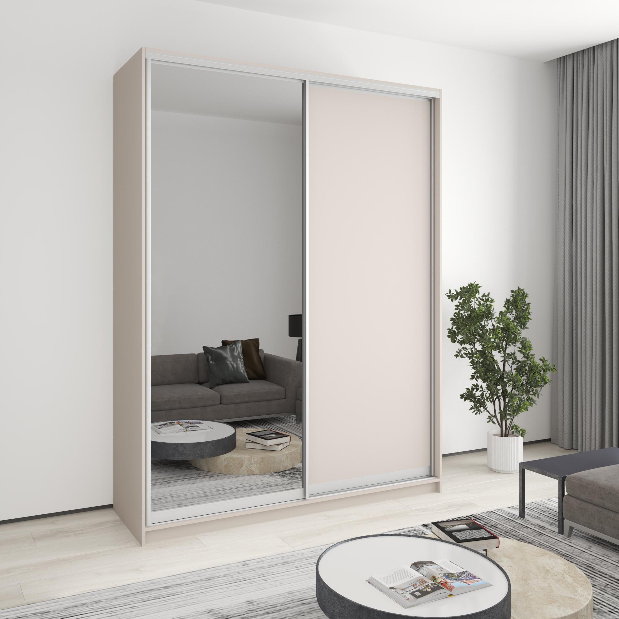 Шкаф-купе двухдверный MebelStar Комбо AL ДСП/зеркало 180x60x240 см Кашемир (MBS-4139)