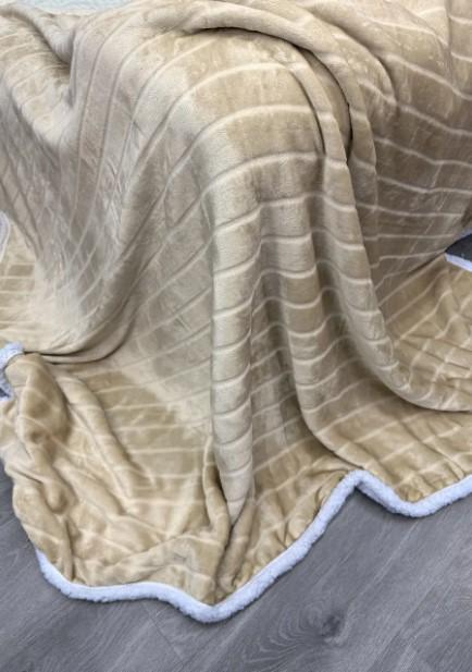 Плед двосторонній Рельєфні полоски штучна овчина 155х200 см Пісочний/Білий (87-073) - фото 6 Плед двосторонній Рельєфні полоски штучна овчина 155х200 см Пісочний/Білий (87-073) - фото 6