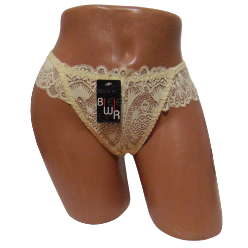Трусы кружевные бразилиана Biweier 758 2XL Бежевый