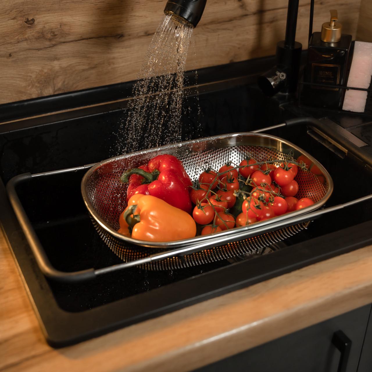 Друшляк-сито на раковину для миття продуктів 34х23,5х9 см (HP-19-17) - фото 2